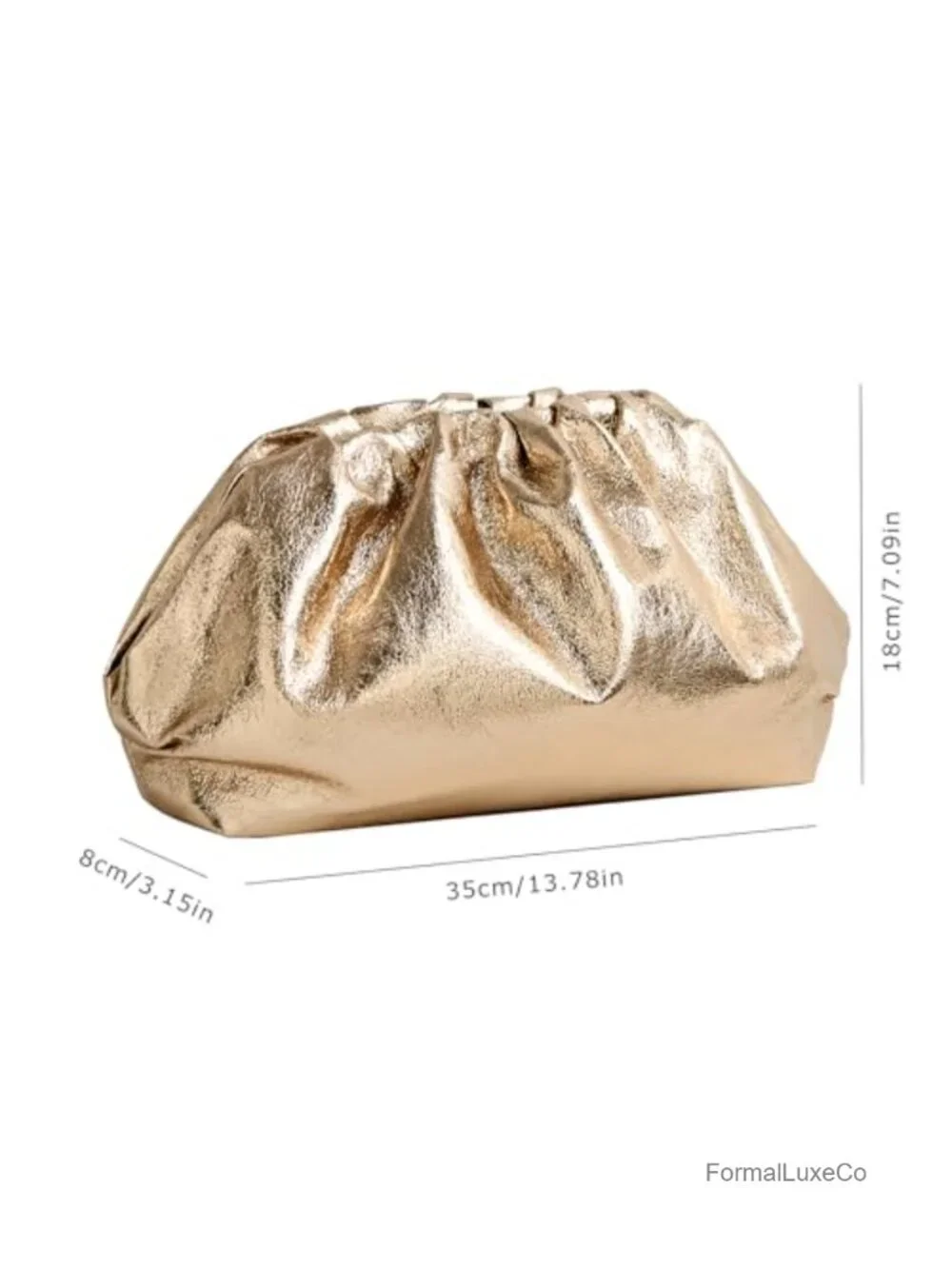 Dressy Vegan Leather Clutch Purse, Soft Pleated Evening Bag for Weddings, Proms
